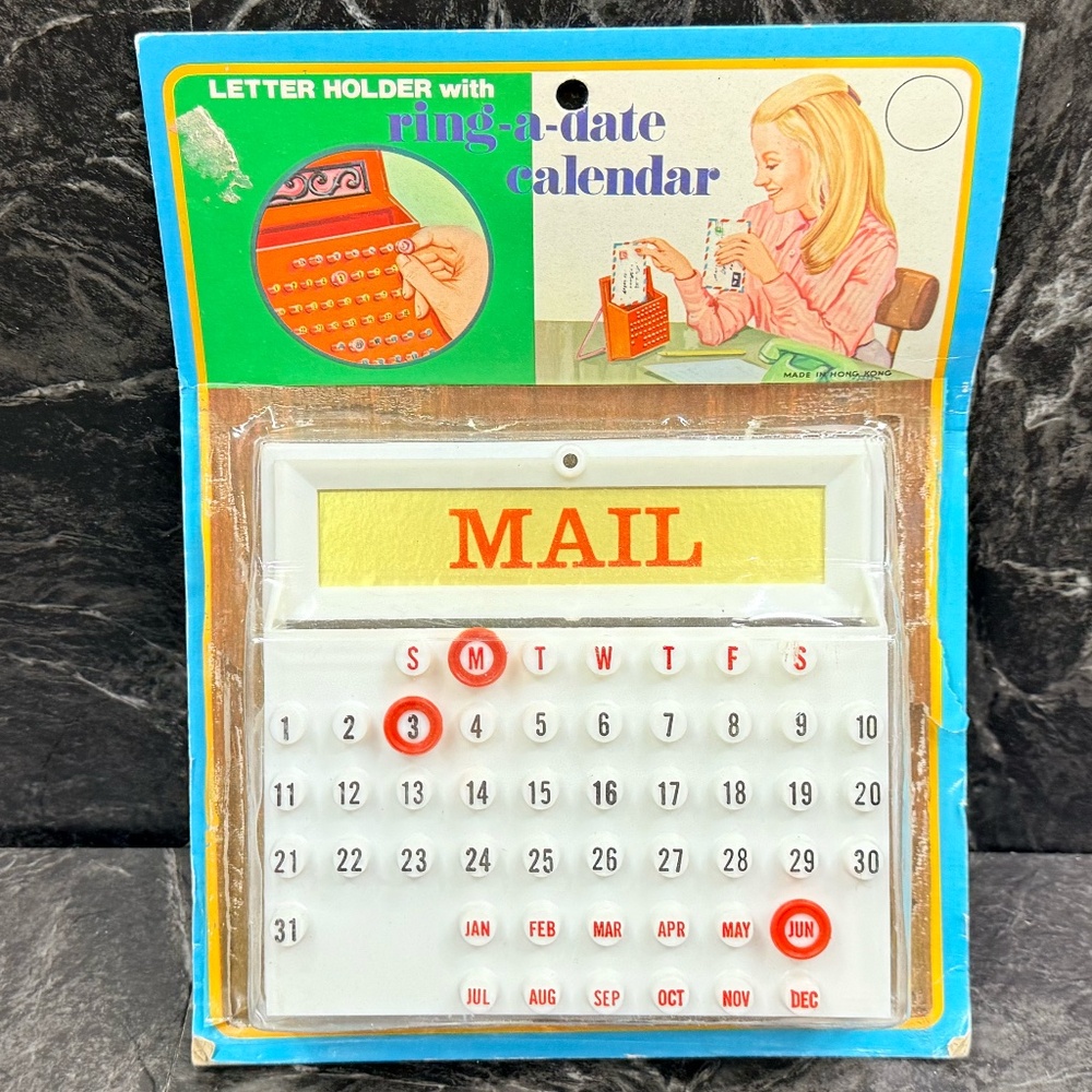 Vintage Letter Holder with Ring-A-Date Calendar - Picture 3 of 13